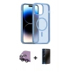 MARSİLYAN™- iPhone 14 Kılıf Siluet Minimal Prime - Siyah 3D Antistatik Hayalet Cam Ekran Koruyucu + Raze Metal Kamera Lens - SH