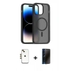 MARSİLYAN™- iPhone 14 Kılıf Siluet Minimal Prime - Siyah 3D Antistatik Hayalet Cam Ekran Koruyucu + Shine Kamera Lens - GD