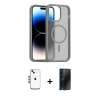 MARSİLYAN™- iPhone 14 Kılıf Siluet Minimal Prime - Siyah 3D Antistatik Hayalet Cam Ekran Koruyucu + Shine Kamera Lens - MI