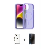 MARSİLYAN™- iPhone 14 Kılıf Siluet Minimal Prime - Siyah 3D Antistatik Hayalet Cam Ekran Koruyucu + Shine Kamera Lens - GD