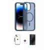 MARSİLYAN™- iPhone 14 Kılıf Siluet Minimal Prime - Siyah 3D Antistatik Hayalet Cam Ekran Koruyucu + Shine Kamera Lens - GD