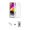 MARSİLYAN™- iPhone 14 Kılıf Siluet Minimal Prime - Siyah Bilvis 3D Cam Ekran Koruyucu + Diamond Kamera Lens - PE