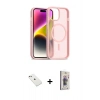 MARSİLYAN™- iPhone 14 Kılıf Siluet Minimal Prime - Siyah Bilvis 3D Cam Ekran Koruyucu + Diamond Kamera Lens - PE
