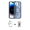 MARSİLYAN™- iPhone 14 Kılıf Siluet Minimal Prime - Siyah Bilvis 3D Cam Ekran Koruyucu + Shine Kamera Lens - GS