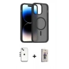 MARSİLYAN™- iPhone 14 Kılıf Siluet Minimal Prime - Siyah Bilvis 3D Cam Ekran Koruyucu + Shine Kamera Lens - GS