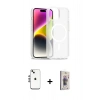 MARSİLYAN™- iPhone 14 Kılıf Siluet Minimal Prime - Siyah Bilvis 3D Cam Ekran Koruyucu + Shine Kamera Lens - GS