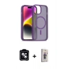 MARSİLYAN™- iPhone 14 Kılıf Siluet Minimal Prime - Siyah Bilvis 3D Cam Ekran Koruyucu + PVD Metal Kamera Lens - MI