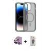 MARSİLYAN™- iPhone 14 Kılıf Siluet Minimal Prime - Siyah Bilvis 3D Cam Ekran Koruyucu + Raze Metal Kamera Lens - MR