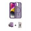 MARSİLYAN™- iPhone 14 Kılıf Siluet Minimal Prime - Siyah Bilvis 3D Cam Ekran Koruyucu + Raze Metal Kamera Lens - SH