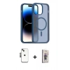 MARSİLYAN™- iPhone 14 Kılıf Siluet Minimal Prime - Siyah Bilvis 3D Cam Ekran Koruyucu + Shine Kamera Lens - SH