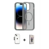 MARSİLYAN™- iPhone 14 Kılıf Siluet Minimal Prime - Siyah Bilvis 3D Cam Ekran Koruyucu + Shine Kamera Lens - SH