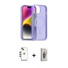MARSİLYAN™- iPhone 14 Kılıf Siluet Minimal Prime - Siyah Bilvis 3D Cam Ekran Koruyucu + Shine Kamera Lens - YL