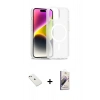 MARSİLYAN™- iPhone 14 Kılıf Siluet Minimal Prime - Siyah Bilvis 3D Mat Cam Ekran Koruyucu + Diamond Kamera Lens - PE
