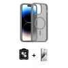 MARSİLYAN™- iPhone 14 Kılıf Siluet Minimal Prime - Siyah Bilvis 3D Mat Cam Ekran Koruyucu + PVD Metal Kamera Lens - GS