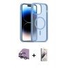 MARSİLYAN™- iPhone 14 Kılıf Siluet Minimal Prime - Siyah Bilvis 3D Mat Cam Ekran Koruyucu + Raze Metal Kamera Lens - GS
