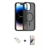 MARSİLYAN™- iPhone 14 Kılıf Siluet Minimal Prime - Siyah Bilvis 3D Mat Cam Ekran Koruyucu + Diamond Kamera Lens - KI