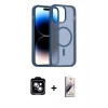 MARSİLYAN™- iPhone 14 Kılıf Siluet Minimal Prime - Siyah Bilvis 3D Mat Cam Ekran Koruyucu + PVD Metal Kamera Lens - MI