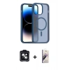 MARSİLYAN™- iPhone 14 Kılıf Siluet Minimal Prime - Siyah Bilvis 3D Mat Cam Ekran Koruyucu + PVD Metal Kamera Lens - YL