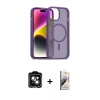 MARSİLYAN™- iPhone 14 Kılıf Siluet Minimal Prime - Siyah Bilvis 3D Mat Cam Ekran Koruyucu + PVD Metal Kamera Lens - YL