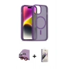 MARSİLYAN™- iPhone 14 Kılıf Siluet Minimal Prime - Siyah Bilvis 3D Mat Cam Ekran Koruyucu + Raze Metal Kamera Lens - KI