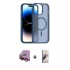 MARSİLYAN™- iPhone 14 Kılıf Siluet Minimal Prime - Siyah Bilvis 3D Mat Cam Ekran Koruyucu + Raze Metal Kamera Lens - KI