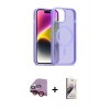 MARSİLYAN™- iPhone 14 Kılıf Siluet Minimal Prime - Siyah Bilvis 3D Mat Cam Ekran Koruyucu + Raze Metal Kamera Lens - KI