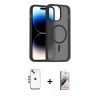 MARSİLYAN™- iPhone 14 Kılıf Siluet Minimal Prime - Siyah Bilvis 3D Mat Cam Ekran Koruyucu + Shine Kamera Lens - MI