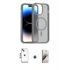 MARSİLYAN™- iPhone 14 Kılıf Siluet Minimal Prime - Siyah Bilvis 3D Mat Cam Ekran Koruyucu + Shine Kamera Lens - MI