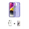 MARSİLYAN™- iPhone 14 Kılıf Siluet Minimal Prime - Siyah Bilvis 3D Mat Cam Ekran Koruyucu + Shine Kamera Lens - GD