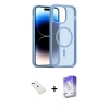 MARSİLYAN™- iPhone 14 Kılıf Siluet Minimal Prime - Siyah Bilvis 5in1 3D Magic Cam Ekran Koruyucu + Diamond Kamera Lens - KI