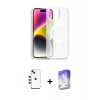 MARSİLYAN™- iPhone 14 Kılıf Siluet Minimal Prime - Siyah Bilvis 5in1 3D Magic Cam Ekran Koruyucu + Shine Kamera Lens - KI