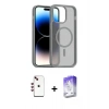 MARSİLYAN™- iPhone 14 Kılıf Siluet Minimal Prime - Siyah Bilvis 5in1 3D Magic Cam Ekran Koruyucu + Shine Kamera Lens - KI