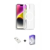 MARSİLYAN™- iPhone 14 Kılıf Siluet Minimal Prime - Siyah Bilvis 5in1 3D Magic Cam Ekran Koruyucu + Diamond Kamera Lens - PE