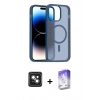MARSİLYAN™- iPhone 14 Kılıf Siluet Minimal Prime - Siyah Bilvis 5in1 3D Magic Cam Ekran Koruyucu + Pembe PVD Metal Kamera Lens