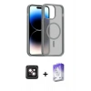 MARSİLYAN™- iPhone 14 Kılıf Siluet Minimal Prime - Siyah Bilvis 5in1 3D Magic Cam Ekran Koruyucu + PVD Metal Kamera Lens - PE