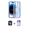 MARSİLYAN™- iPhone 14 Kılıf Siluet Minimal Prime - Siyah Bilvis 5in1 3D Magic Cam Ekran Koruyucu + PVD Metal Kamera Lens - SH