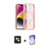 MARSİLYAN™- iPhone 14 Kılıf Siluet Minimal Prime - Siyah Bilvis 5in1 3D Magic Cam Ekran Koruyucu + PVD Metal Kamera Lens - PE
