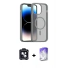 MARSİLYAN™- iPhone 14 Kılıf Siluet Minimal Prime - Siyah Bilvis 5in1 3D Magic Cam Ekran Koruyucu + PVD Metal Kamera Lens - SH