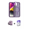 MARSİLYAN™- iPhone 14 Kılıf Siluet Minimal Prime - Siyah Bilvis 5in1 3D Magic Cam Ekran Koruyucu + Raze Metal Kamera Lens - MR