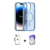 MARSİLYAN™- iPhone 14 Kılıf Siluet Minimal Prime - Siyah Bilvis 5in1 3D Magic Cam Ekran Koruyucu + Shine Kamera Lens - GS