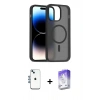 MARSİLYAN™- iPhone 14 Kılıf Siluet Minimal Prime - Siyah Bilvis 5in1 3D Magic Cam Ekran Koruyucu + Shine Kamera Lens - MI