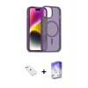 MARSİLYAN™- iPhone 14 Kılıf Siluet Minimal Prime - Siyah Bilvis 5in1 3D Magic Cam Ekran Koruyucu + Sierra Blue Diamond Kamera Lens