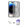 MARSİLYAN™- iPhone 14 Kılıf Siluet Minimal Prime - Siyah Bilvis 5in1 3D Magic Cam Ekran Koruyucu + Sierra Blue Diamond Kamera Lens
