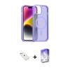 MARSİLYAN™- iPhone 14 Kılıf Siluet Minimal Prime - Siyah Bilvis 5in1 3D Magic Cam Ekran Koruyucu + Sierra Blue Diamond Kamera Lens