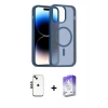 MARSİLYAN™- iPhone 14 Kılıf Siluet Minimal Prime - Siyah Bilvis 5in1 3D Magic Cam Ekran Koruyucu + Shine Kamera Lens - SH