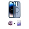 MARSİLYAN™- iPhone 14 Kılıf Siluet Minimal Prime - Siyah Bilvis 5in1 5D Magic Hayalet Cam Ekran Koruyucu + Kırmızı Raze Metal Kamera Lens