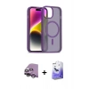 MARSİLYAN™- iPhone 14 Kılıf Siluet Minimal Prime - Siyah Bilvis 5in1 5D Magic Hayalet Cam Ekran Koruyucu + Gümüş Raze Metal Kamera Lens
