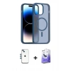MARSİLYAN™- iPhone 14 Kılıf Siluet Minimal Prime - Siyah Bilvis 5in1 5D Magic Hayalet Cam Ekran Koruyucu + Shine Kamera Lens - MI