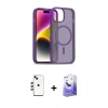 MARSİLYAN™- iPhone 14 Kılıf Siluet Minimal Prime - Siyah Bilvis 5in1 5D Magic Hayalet Cam Ekran Koruyucu + Shine Kamera Lens - YL