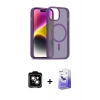 MARSİLYAN™- iPhone 14 Kılıf Siluet Minimal Prime - Siyah Bilvis 5in1 5D Magic Hayalet Cam Ekran Koruyucu + PVD Metal Kamera Lens - TU
